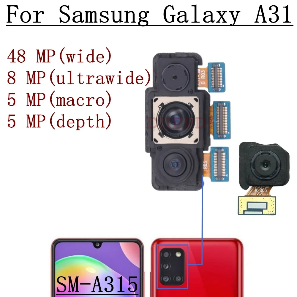 Rear Front Camera For Samsung Galaxy A31 SM-A315F/DS SM-A315G Backside Back Facing Wide Camera Module Replacement Parts