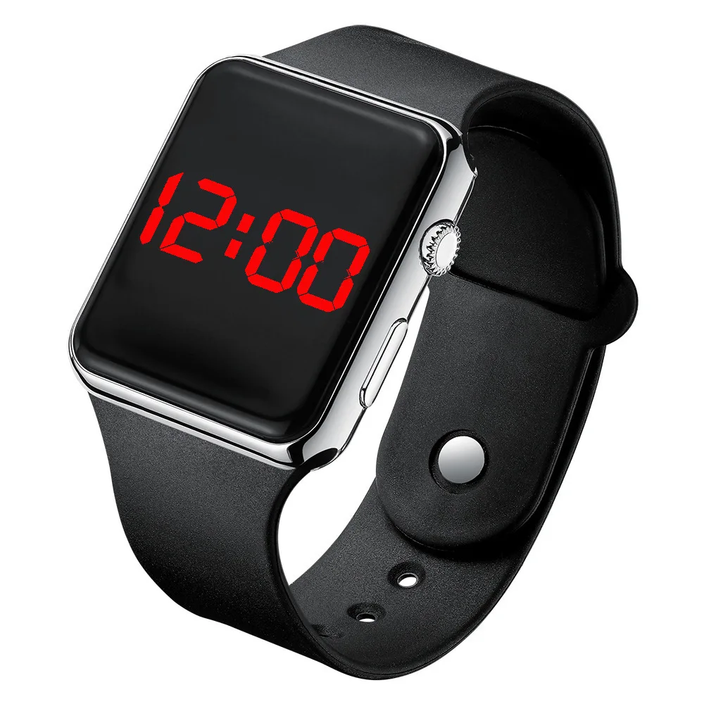 

Fashionable, Simple, Universal Square LED Black Watch, Waterproof, Luminous, Electroplated Sunglasses, Sports Electronic Watch