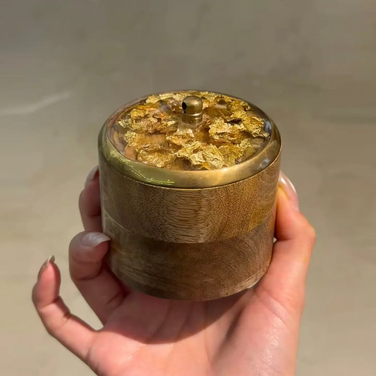India imported beef bone brass mango wood aluminum jewelry box ornament European model room jewelry storage jar utensils