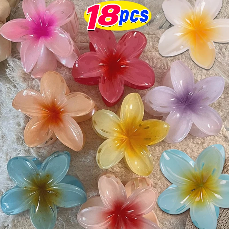 Fashion Beach Vacation Bohemia Egg Flower Hair Claw Hair Clips Gradient Flower Large Hair Claw Hairpin Women Girls Accessories