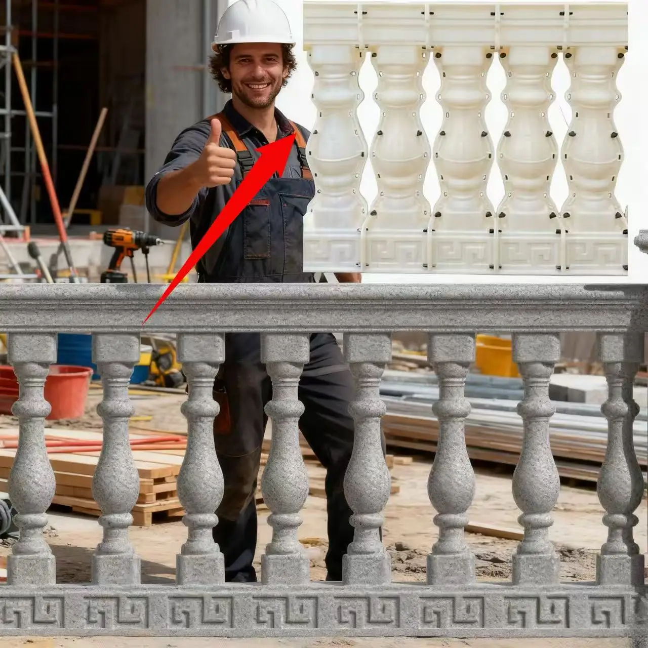 Moldes de barandilla ovalados de 1,0 m de largo (cinco columnas pequeñas en total), moldes de barandilla de columna romana, valla de villa de estilo europeo, modelo de cemento moldeado en el mercado, barandilla de balcón DIY, reutilizable, fácil de operar