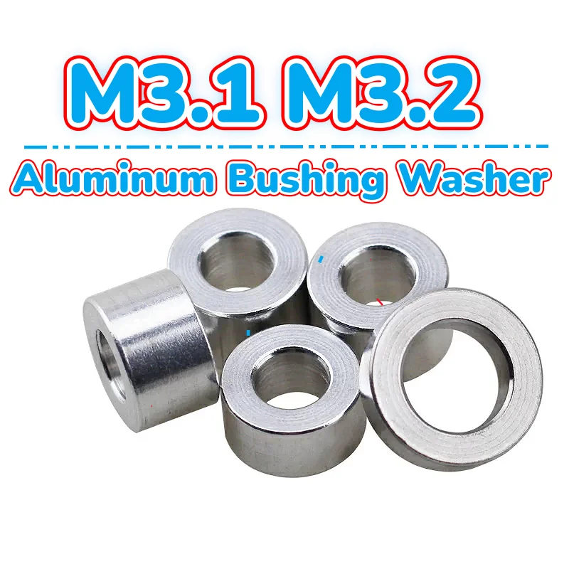 M3.1 M3.2 Aluminum Bushing Washer Gaskets Round Hollow No Thread Standoff Spacer Flat Washers OD5mm Height: 1.0–35 mm