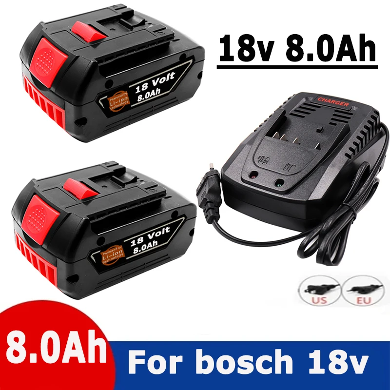 

BAT609 Rechargeable Battery 18V 8000mAh Lithium Ion for Bosch 18v Battery BAT609 BAT609G BAT618 BAT618G BAT614+Charger