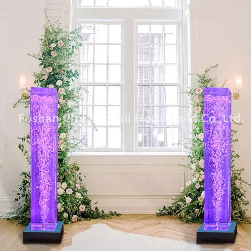 customized.multi color decorative lighting led square bubble column flower pillars home outdoor wedding party decoration