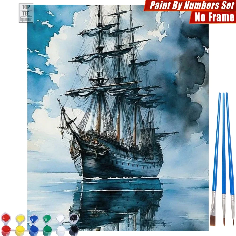 

Classical Sailing Ship DIY Digital Oil Paints Set - Watercolor Charm Sea Canvas Wall Art Thanksgiving Day Gift For Dad