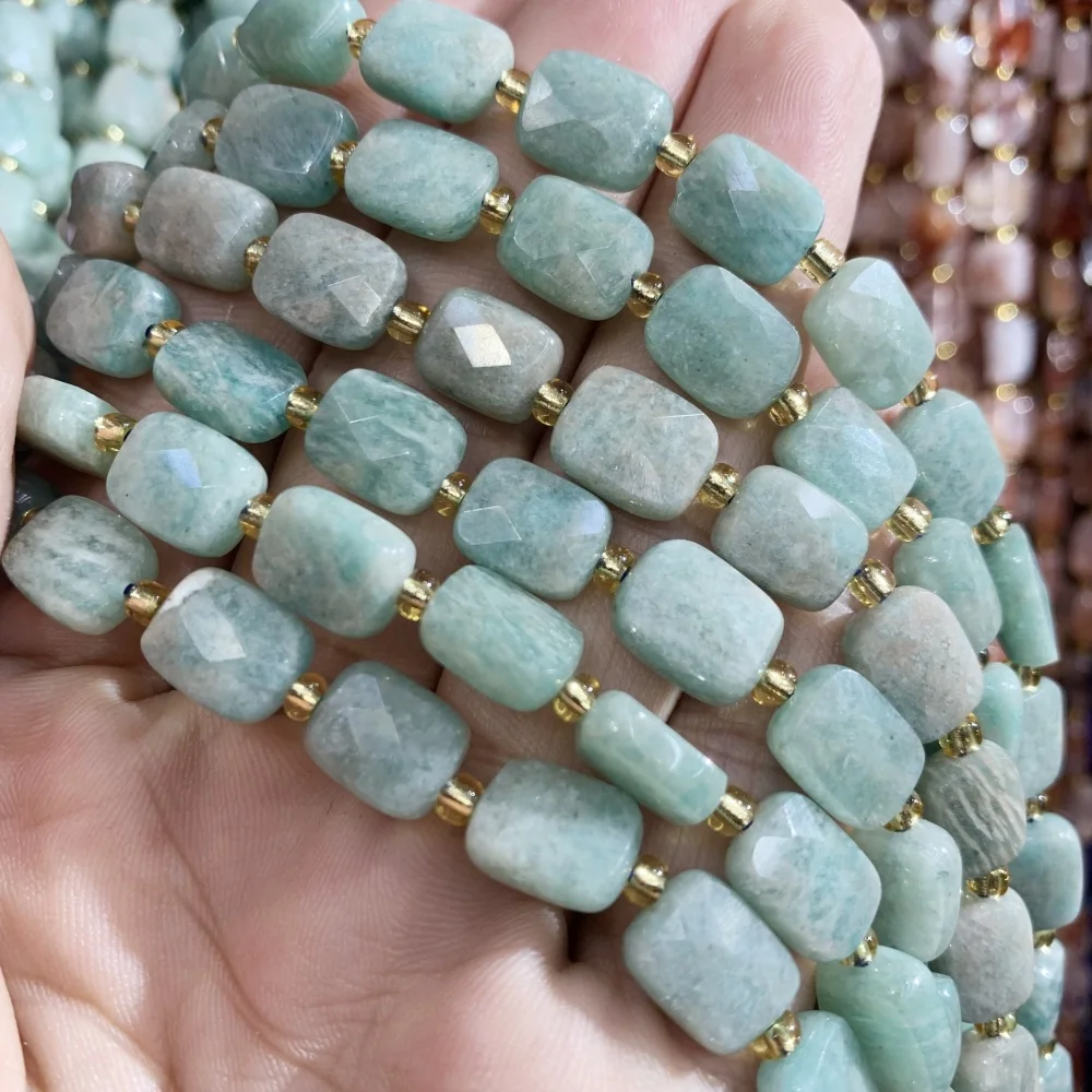 

Natural 8x10mm Amazonite square cutting surface Colored Fluorite sunstone Loose Bead DIY Earrings Necklace Bracelet Making