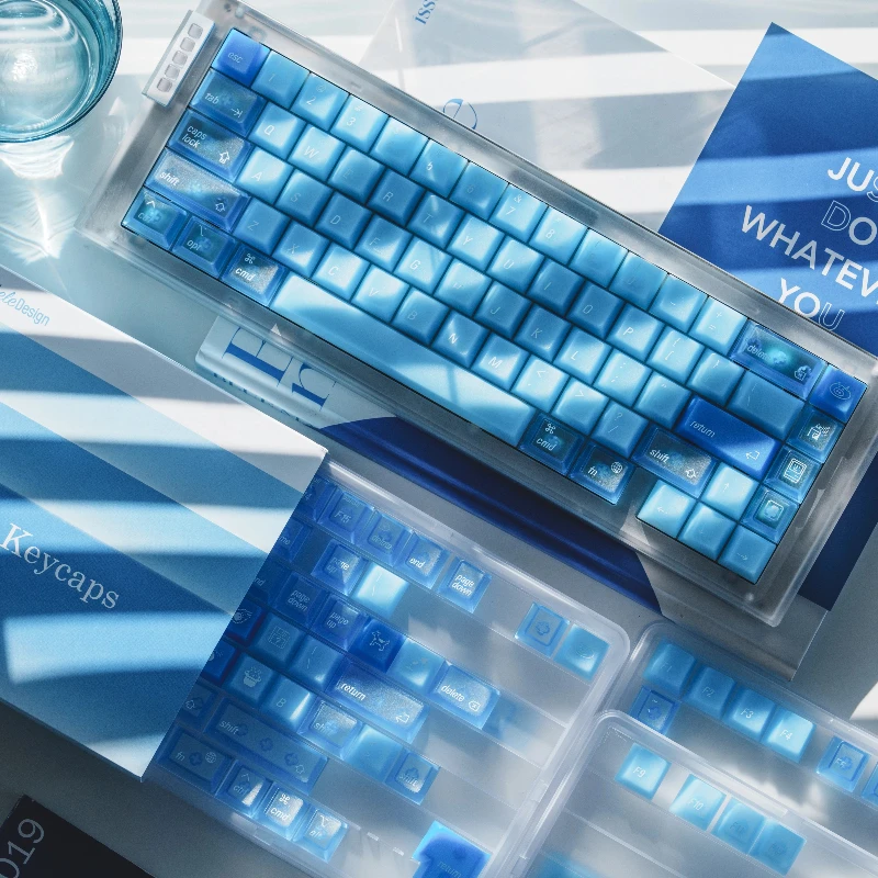 Oceanblue Theme Keycaps Set PC Cherry Profile Translucent Custom Original Handmade Keycaps for Mechanical Keyboard Accessories