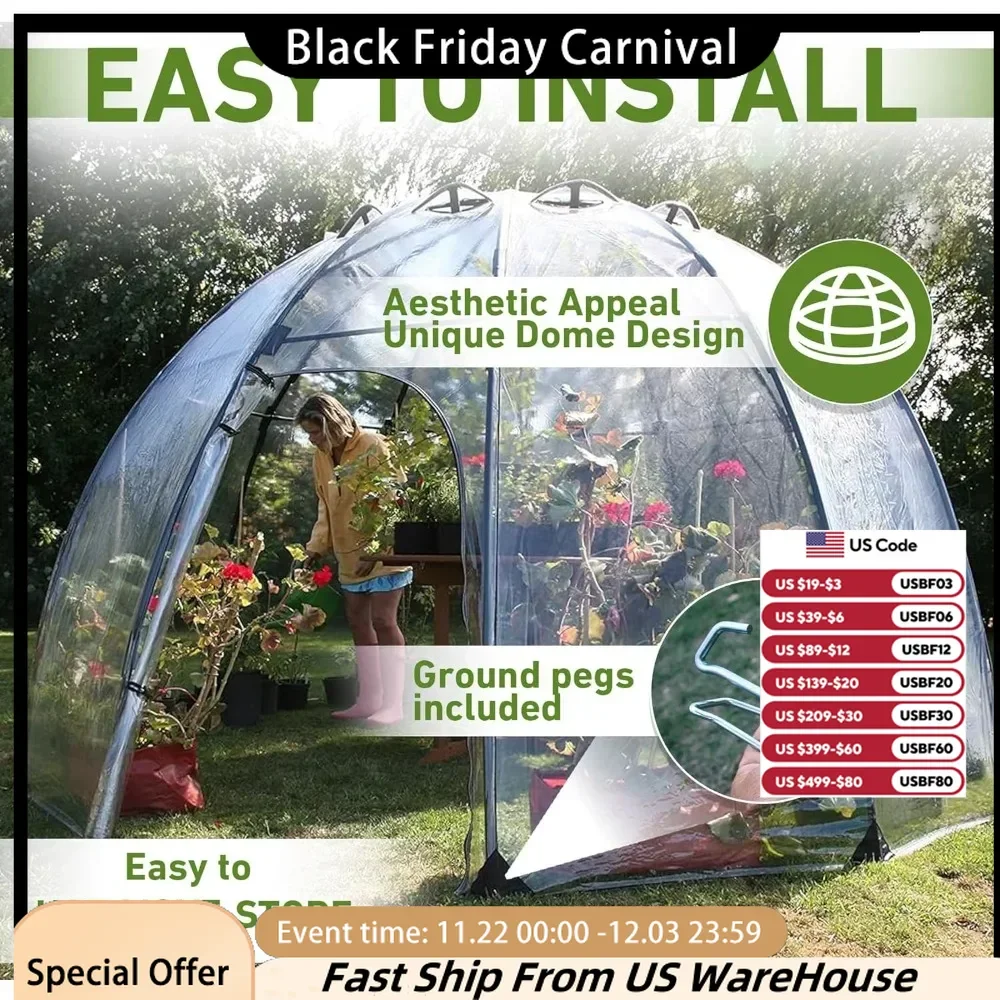 Portable outdoor greenhouse, garden bedspread and igloo, large