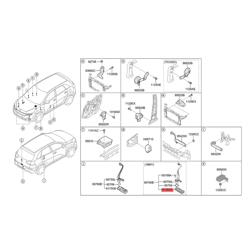

Car Tailgate Trunk Switch Button 81820-Q2010 For Kia Sportage KX3 2015-2021 Rearview Camera Handle Switch Bracket Cover Parts