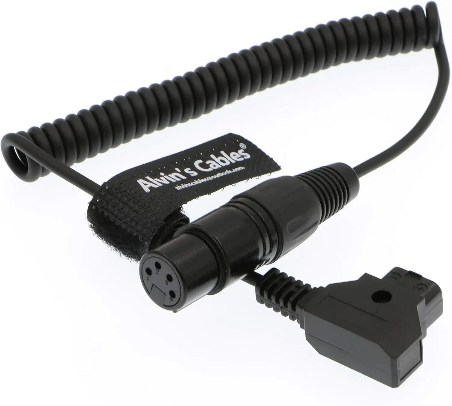 Alvin's Cables XLR 4 Pin Female to D Tap Coiled Power Cable for Practilite 602 DSLR Camcorder for Sony F55 SXS Camera