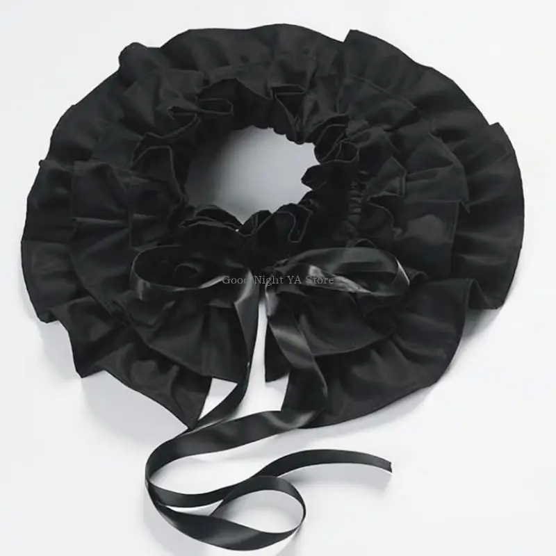 Classical Black Layered Lace Detachable Collar Soft Cotton Neck Accessory For Office Or Date