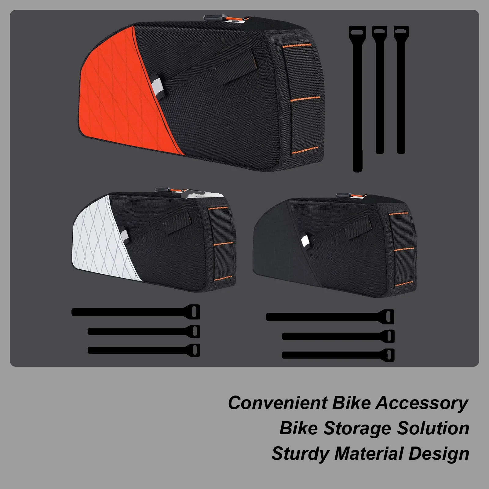 

Top Tube Bag Bike Rack Bag With Reflective Strips Cycling Accessories for Outdoor Touring Camping Urban Riding Commuting Sports