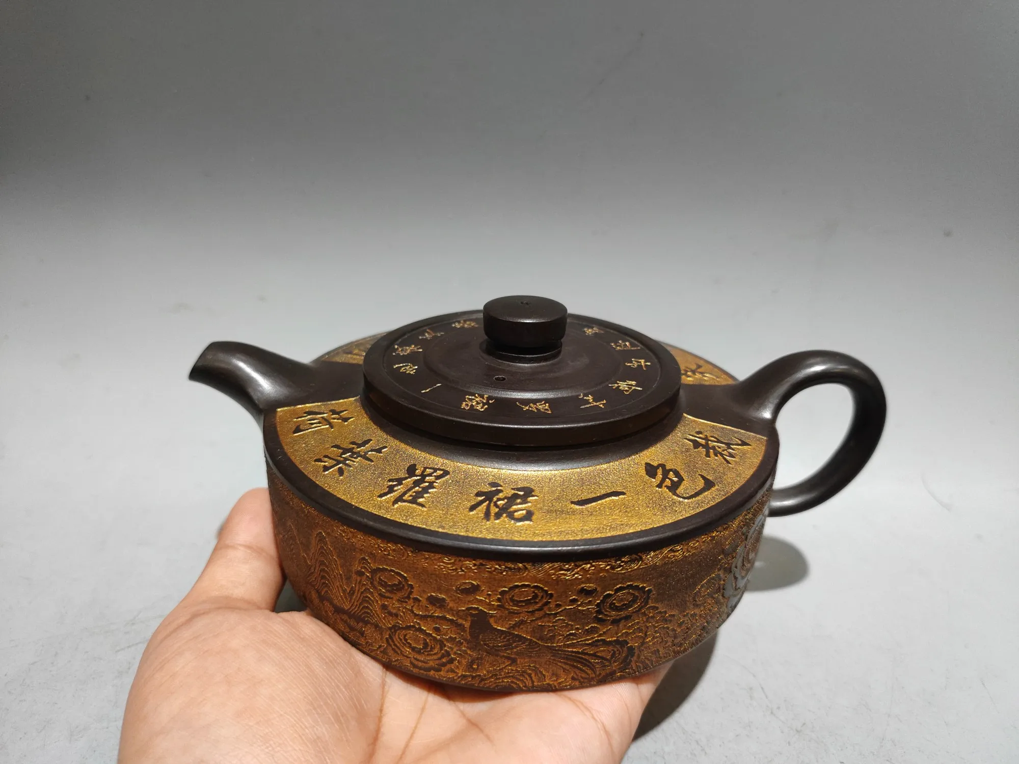 Old Chinese Handicraft Enameled YiXing Zisha (red stoneware) Teapot,Lotus seed pot,#02,with mark, Free shipping