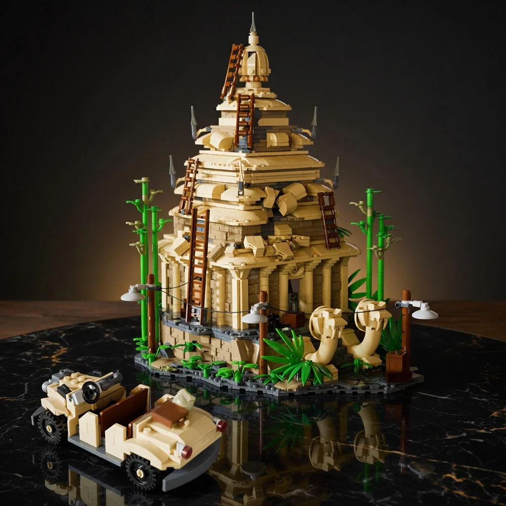 MOC Ancient Forbidden Temple Building Blocks Set Jungle Adventure Ruins Explorer Troop Transport Car Bricks Model DIY Toys