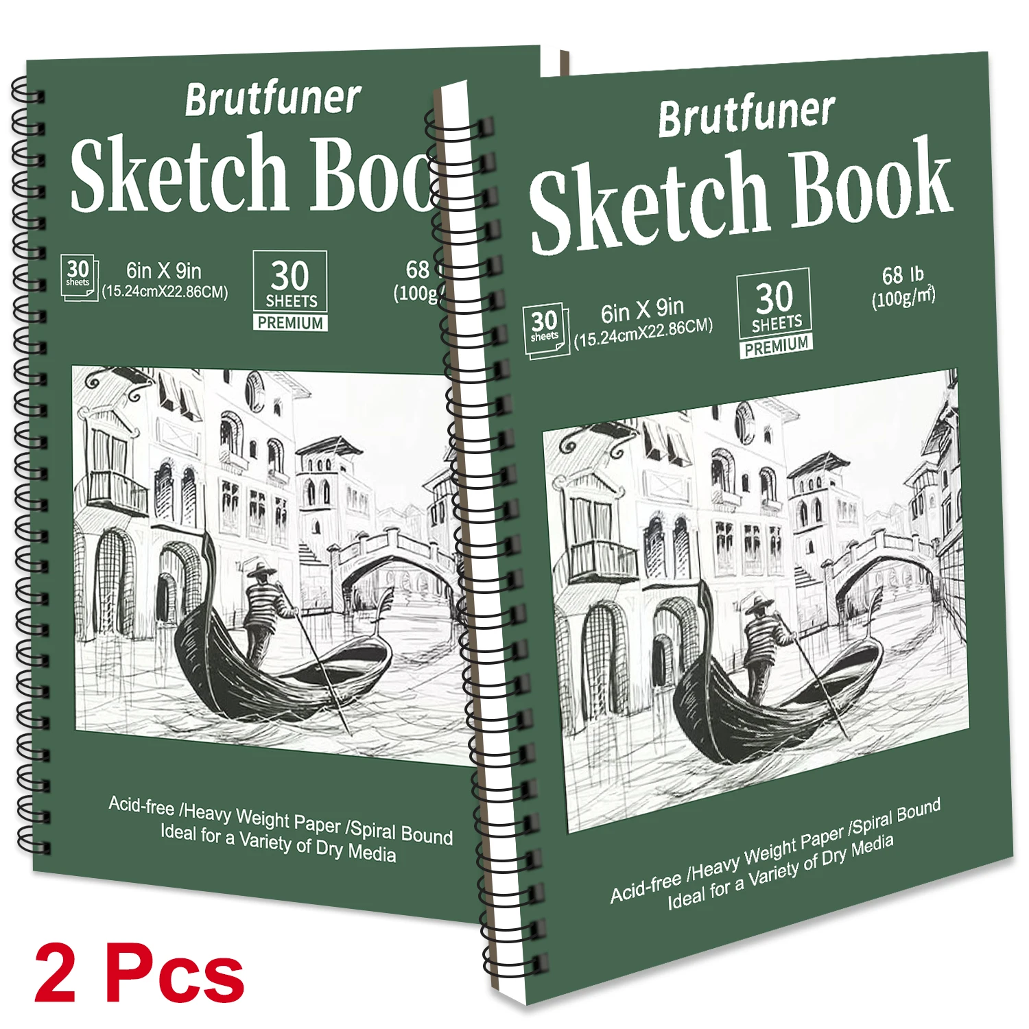 2 pcs/30 Sheet Thickened Spiral Sketchbook - Premium Quality Paper for Vibrant Colors & Smooth Drawing - For Art Students