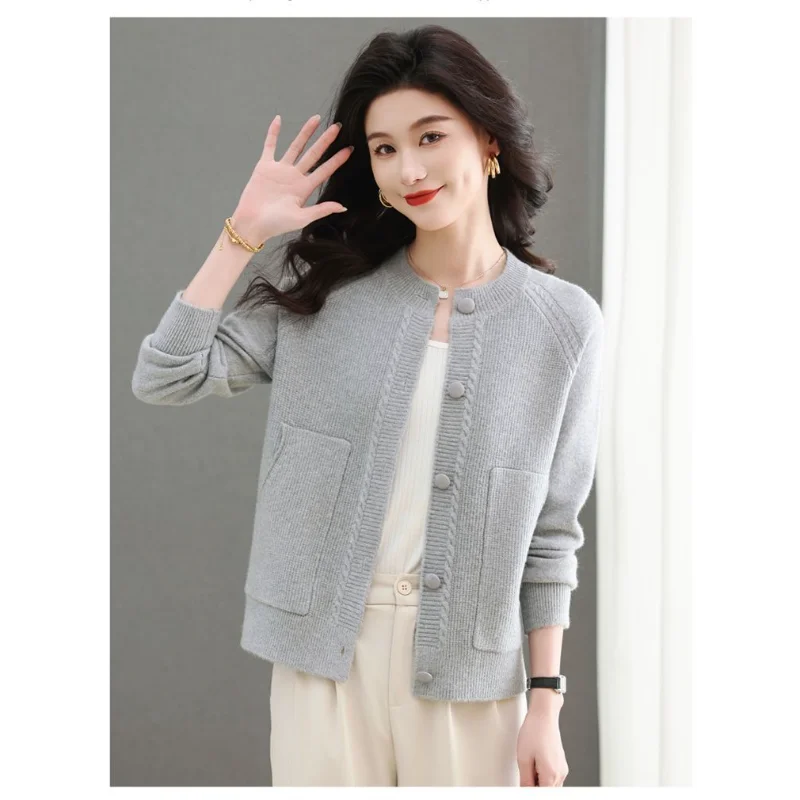 Women's New Spring and Autumn Cardigan Sweater with Loose Cardigan Sweater Jacket