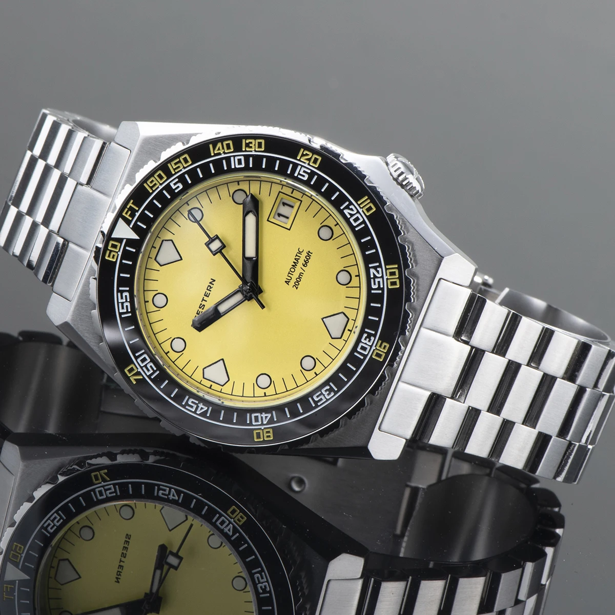 SEESTERN Relógio de Homem Diver Relógios de Pulso Mecânicos Automáticos NH35 Luminoso Cerâmica Cristal de Safira À Prova D 'Água Jubileu Novo 600T