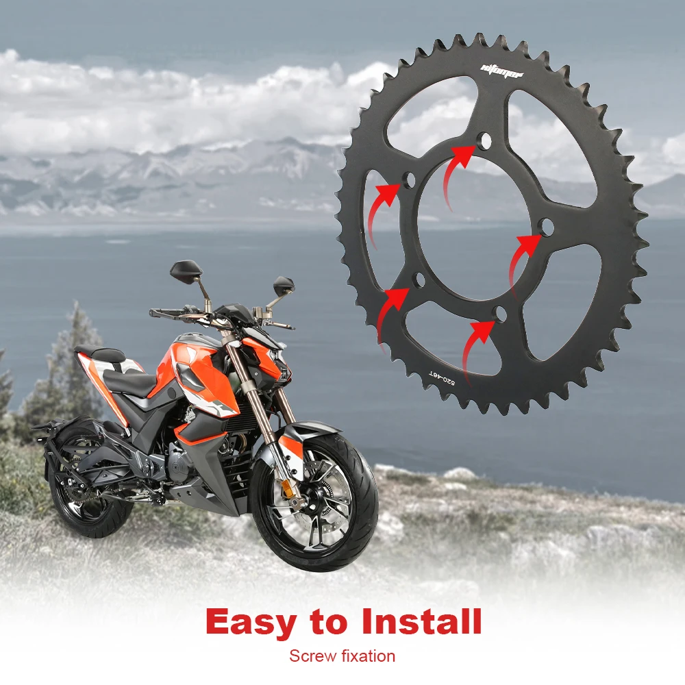 Motorcycle Accessories For ZONTES ZT 125 U 125 2020 2021 2022 2023 46 Tooth Steel Rear Sprocket Chain Wheel Gear Chain Sprocket