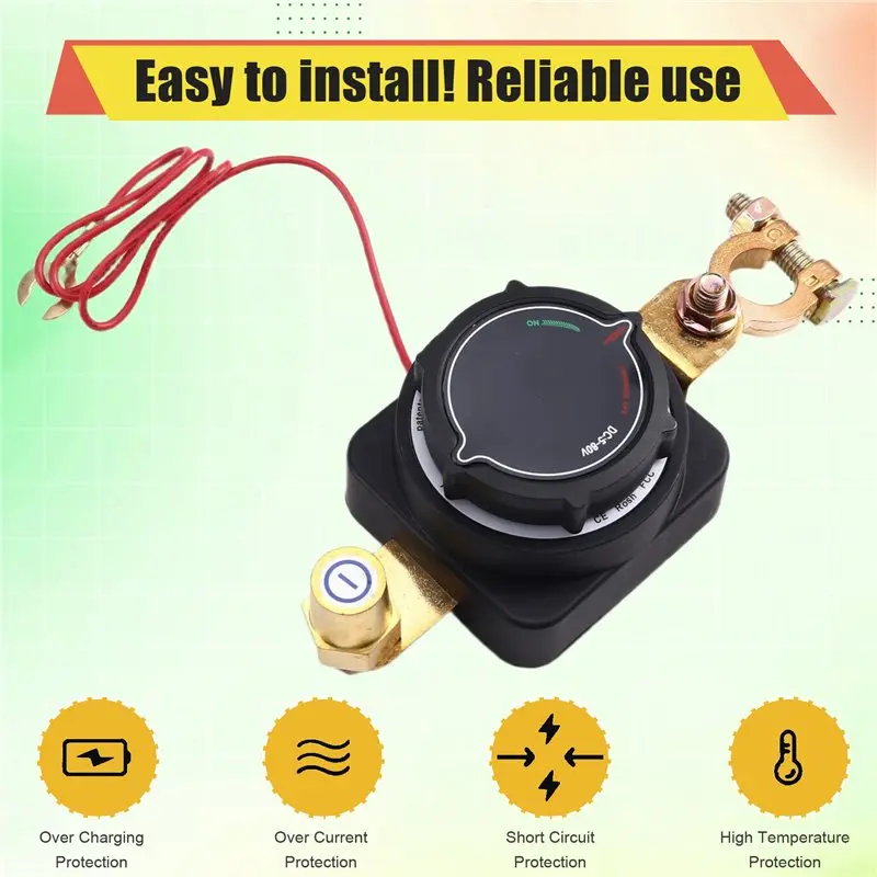 AEE5-Battery Disconnect Switch With Voltmeter,DC 5-80V Master Isolator On Off Circuit Breaker Switch Power For Marine Boat