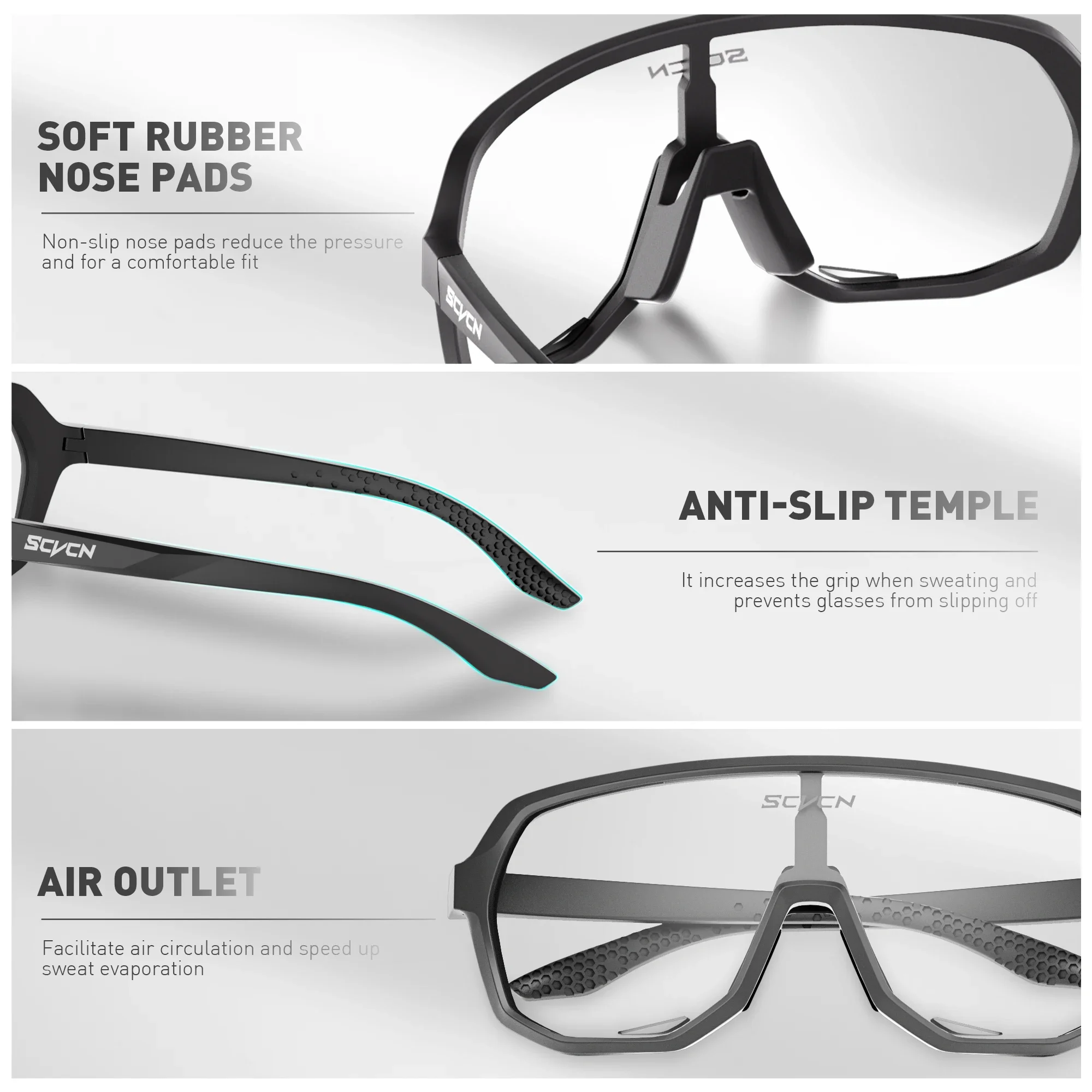 نظارات SCVCN للمشي لمسافات طويلة نظارات رياضية للرجال MTB دراجة دراجة رياضية UV400 للصيد والقيادة وركوب الدراجات نظارات شمسية عصرية