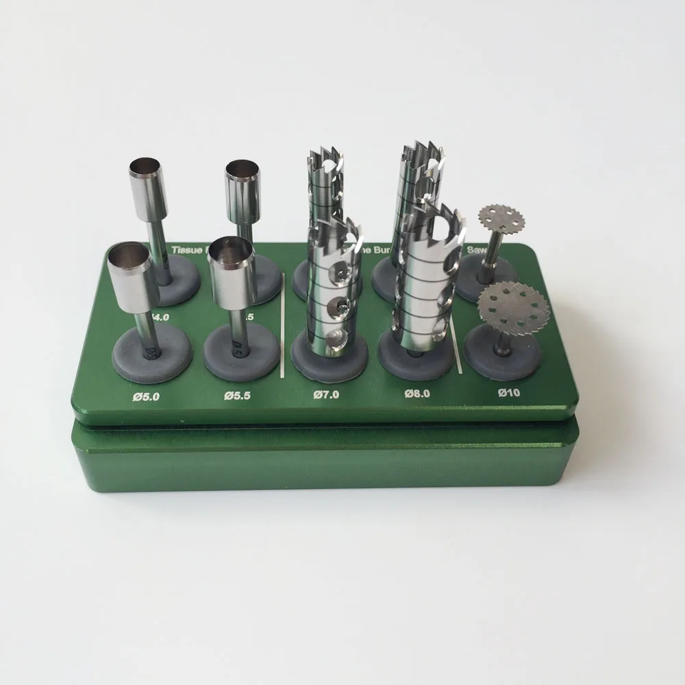 Original Korea TAT-02 Dental Implant Instrument Kit Mini Tissue Punch & Trephine Bur & Saw Set