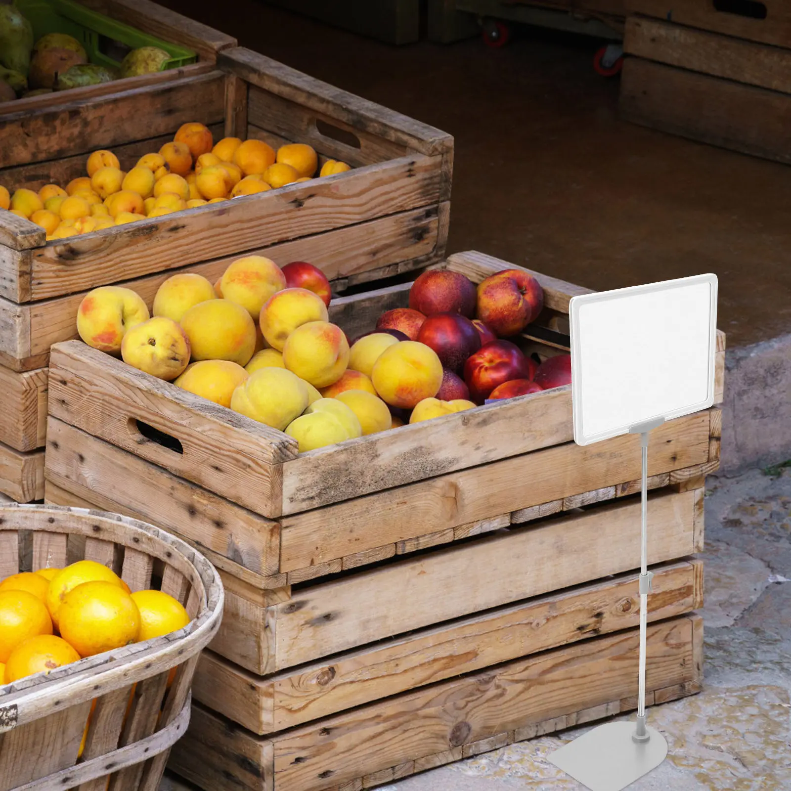 A4 Price Tag Display Holder Solid Plastic Stainless Steel Shelf Price Label Stand Erasable Multi-Function Sign Holder