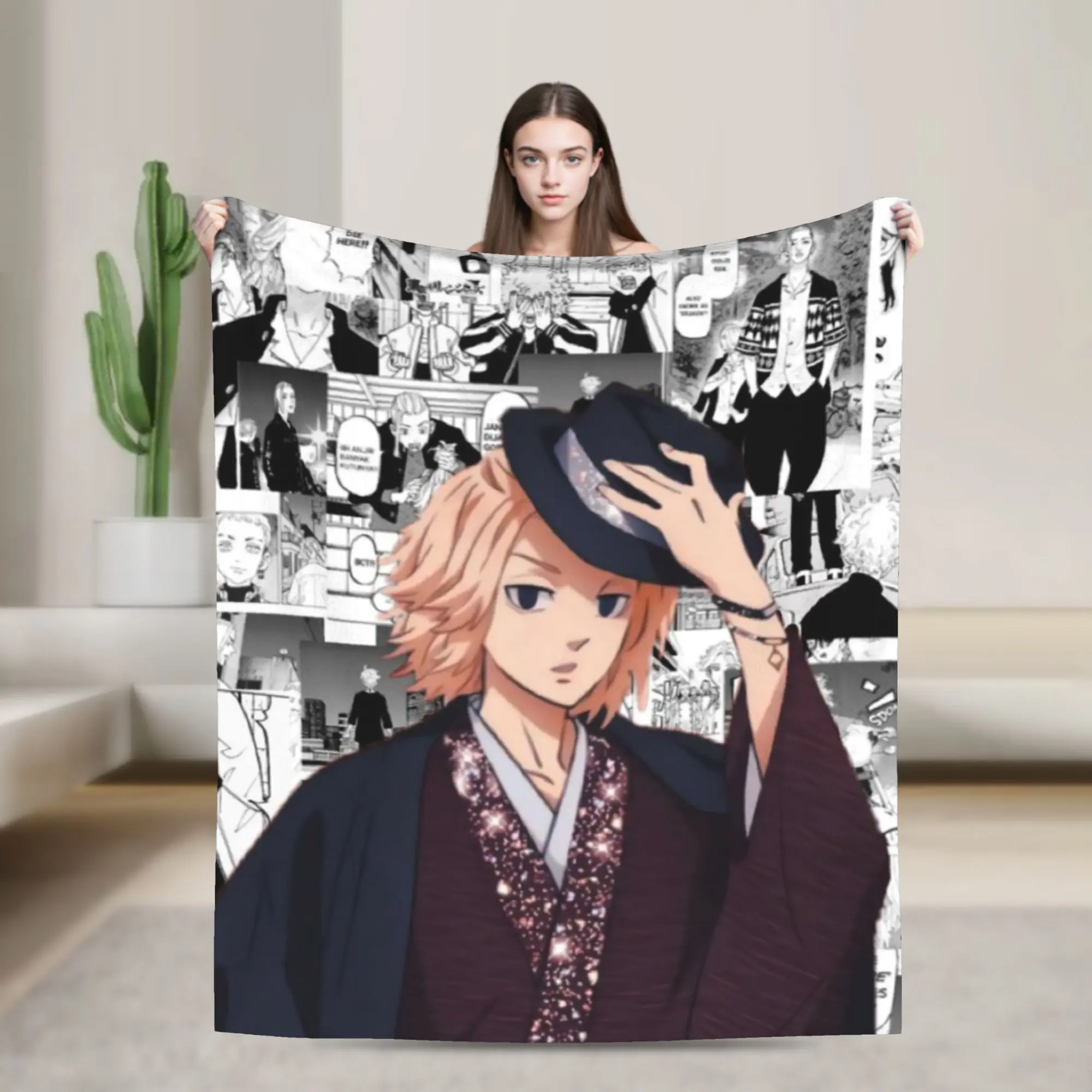 Mikey Tokyo Revengers Blankets Japan Anime Takemichi Hanagaki Fleece Vintage Warm Throw Blanket for Home Decoration