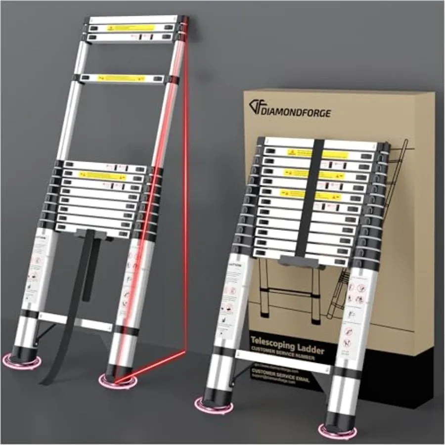 Telescoping Ladder Extension Telescopic Collapsible 12.5 FT RV Telescope Foldable Extendable Tall Compact Aluminum Ladders for