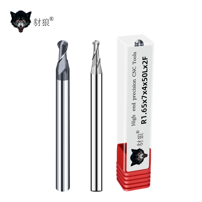 

R0.5-R2.9mm CNC Machine Milling Cutter HRC60 2-Flute Tungsten Carbide Ball End Mills For Steel/Aluminum Processing For Wood