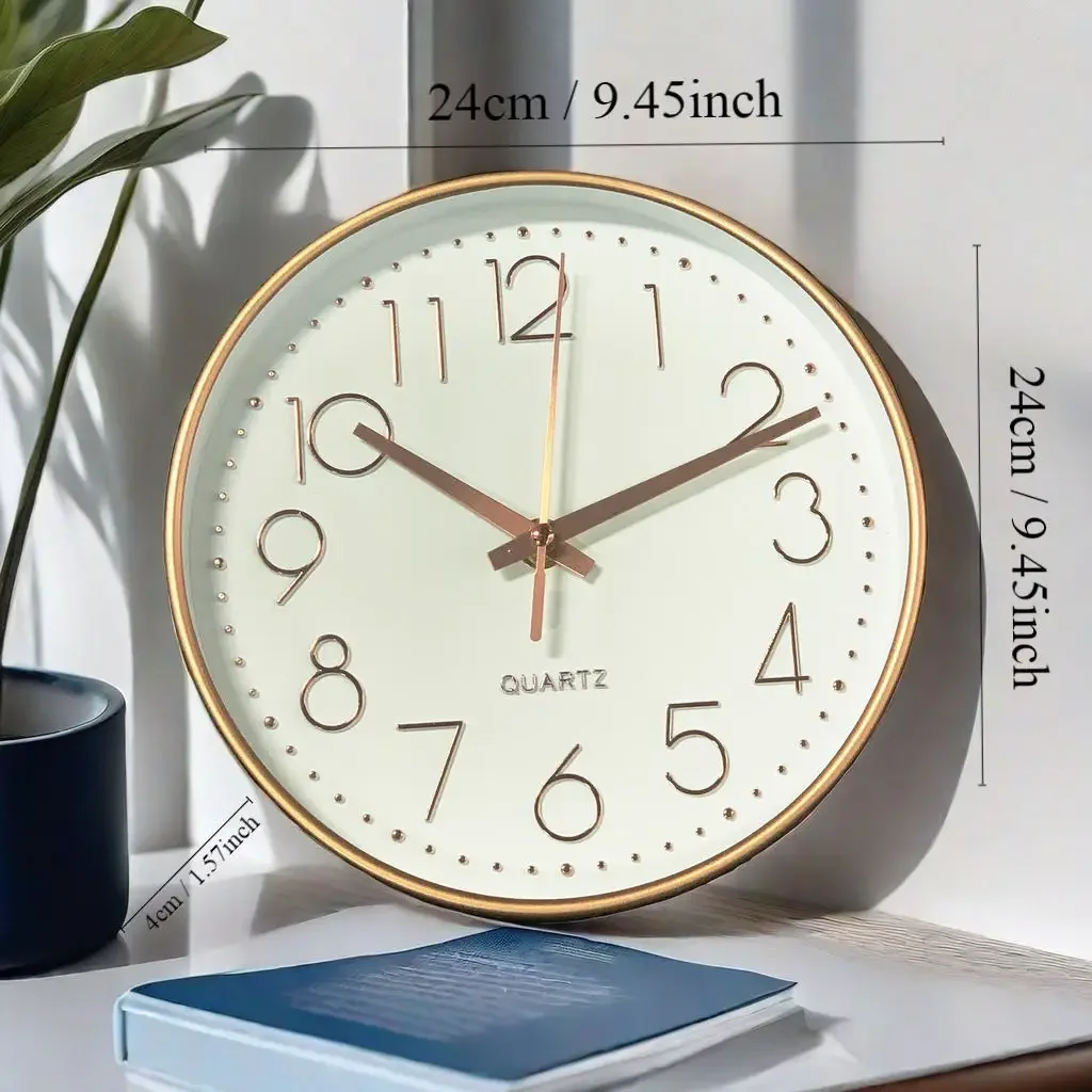 Easy To Read Digital Wall Clock Non-punching Silent Non-ticking Wall Clock for Kitchen Bedroom Children\'s Study Bathroom