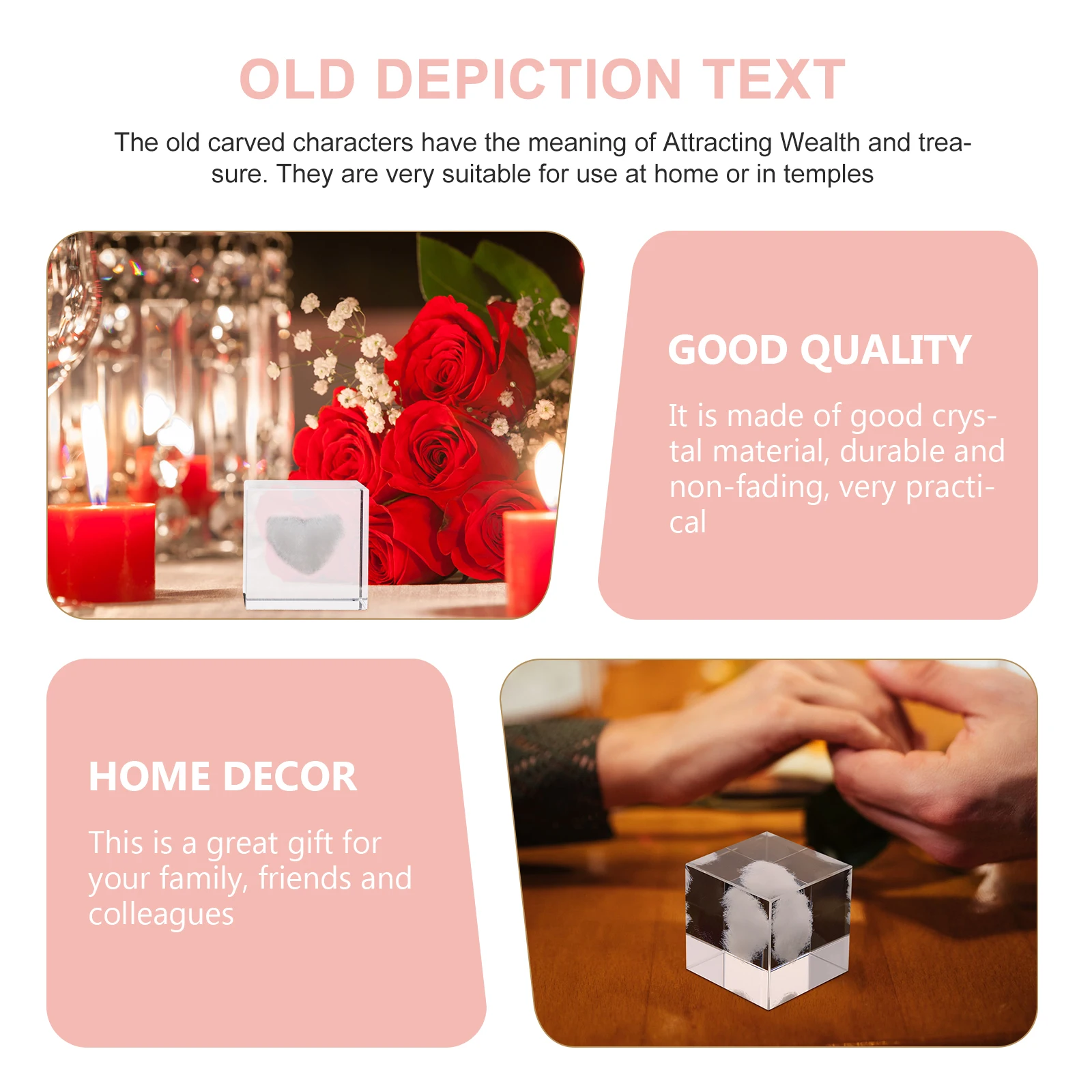 

Crystal Carved Ornament Desktop Decor for Housewarming Gift Study Room Living Space Elegant Interior Accessory