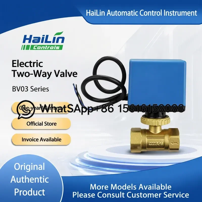Hailin Electric Ball Valve BV03G2D25SA DN20 Two Way Actuator for Fan Coil Unit HVAC System Heating Cooling Control BV03 BV06