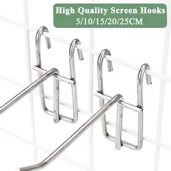 Durable 5-25cm Screen Hooks 3.2mm Thickness Supermarket Wire Mesh Hanging Hooks Stainless steel Grid Hooks For Screen Grid