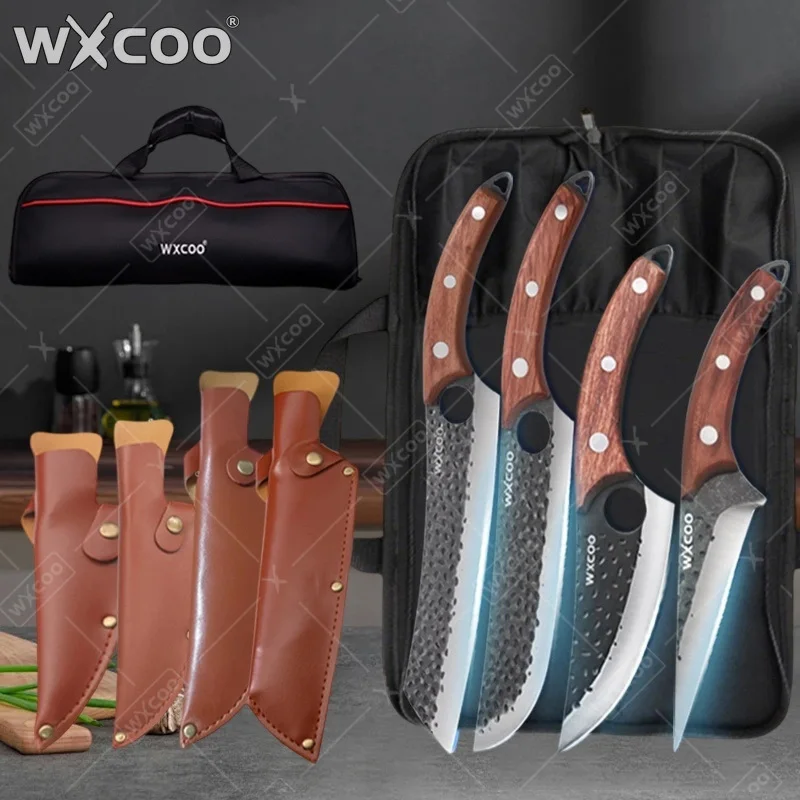 WXCOO 1-5-teiliges Metzgermesser-Set, Küchenmesser-Set, Kochmesser, Ausbeinmesser, Haushalts-Kochmesser, handgeschmiedete Gemüseschneidewerkzeuge