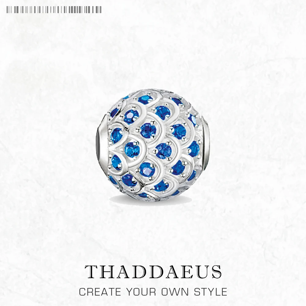 

Blue Zircon Fish Bead For Women Men DIY Europe Fine Jewelry Making 925 Silver Sterling Ethnic Gift