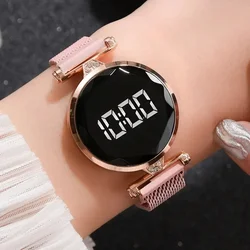 Luxus LED Uhr Frauen Magnet armband Uhren Roségold Digital Kleid Quarz Damen uhren Damen uhr Relogio Feminino