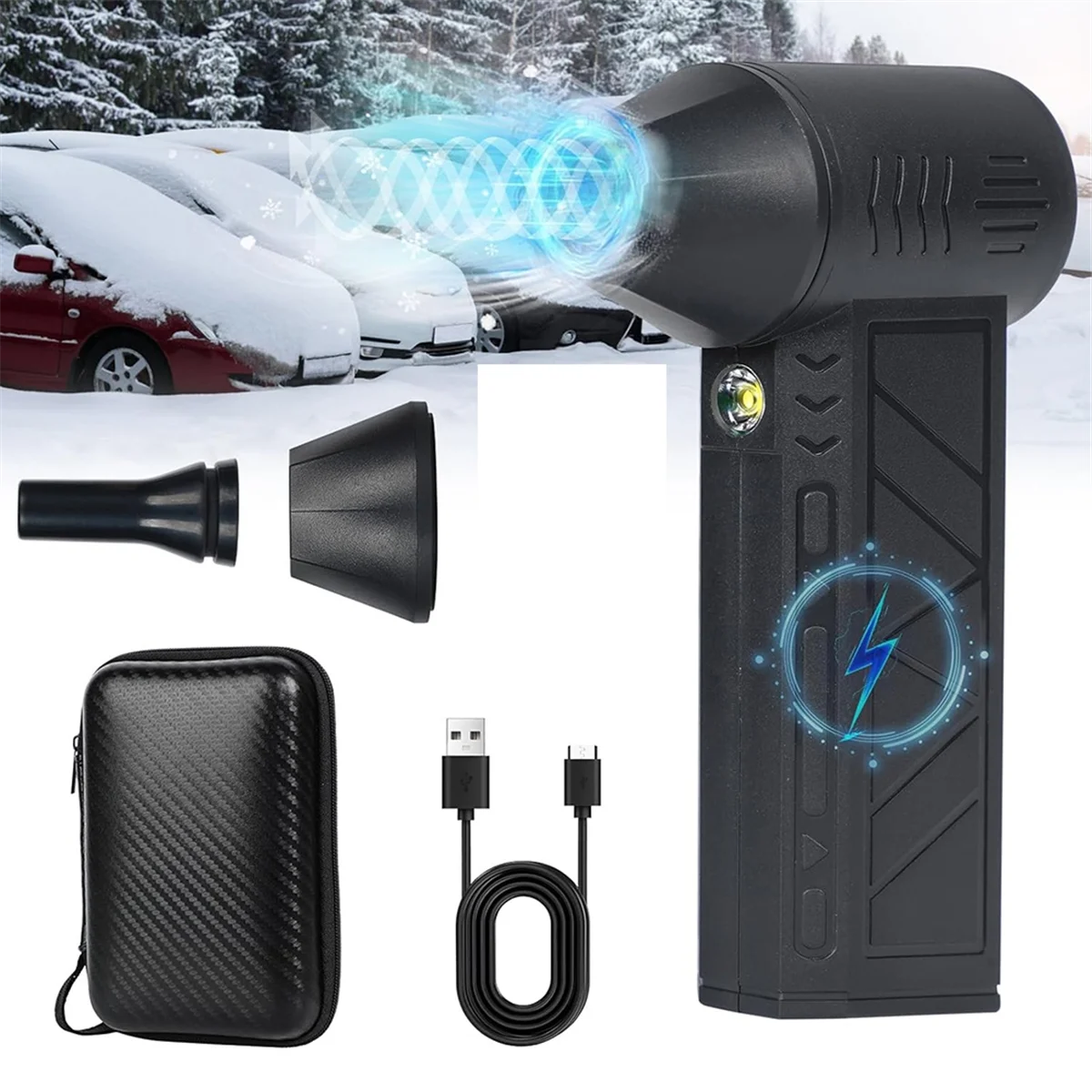 AB52 Turbo Blower, Mini Turbo Snow Blower, Handheld Snow Blower,Handheld Small Car Snow Blower,Mini Dust Snow Blower with LED