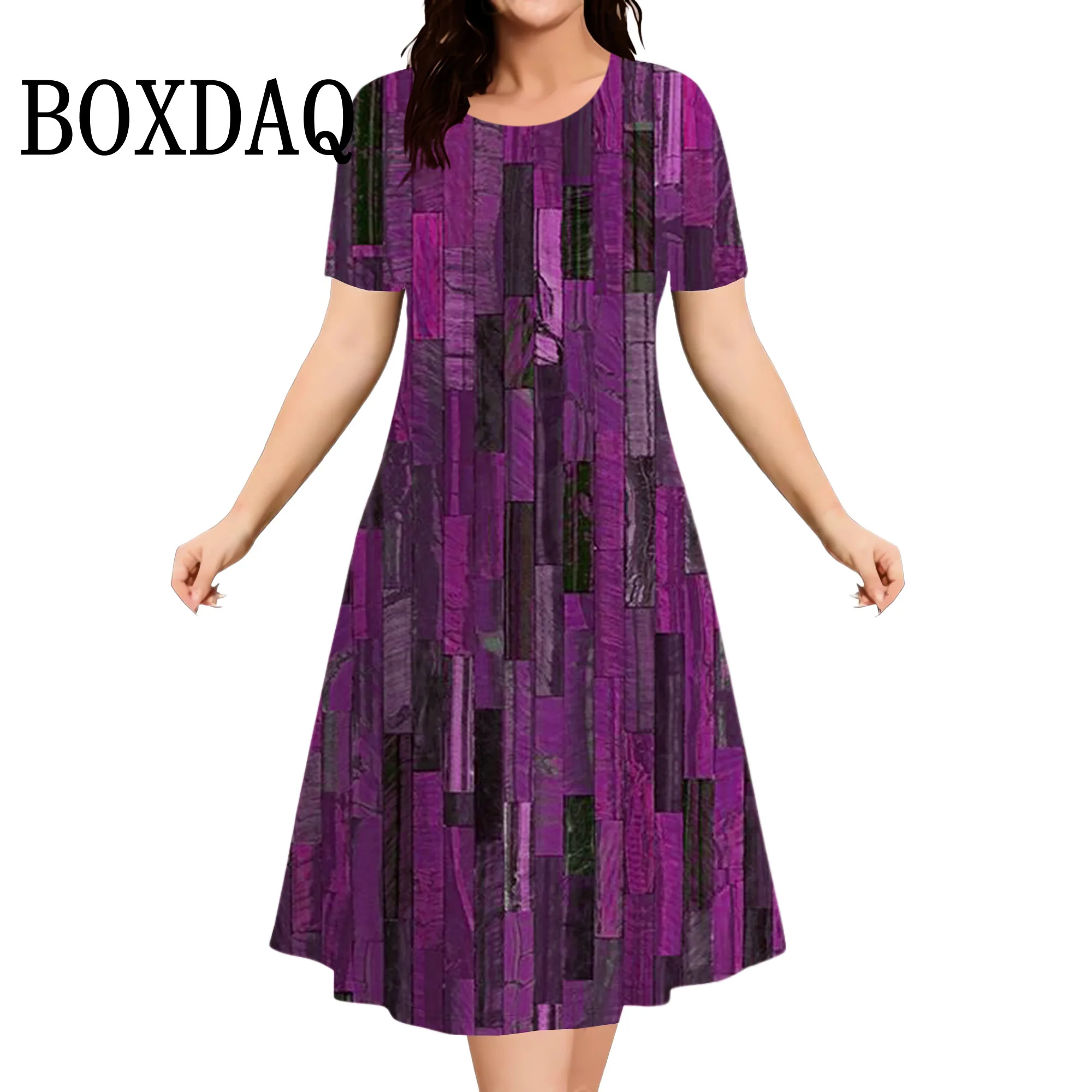Vestido Verano Rayas 3D Talla Grande Mujer - close-up view