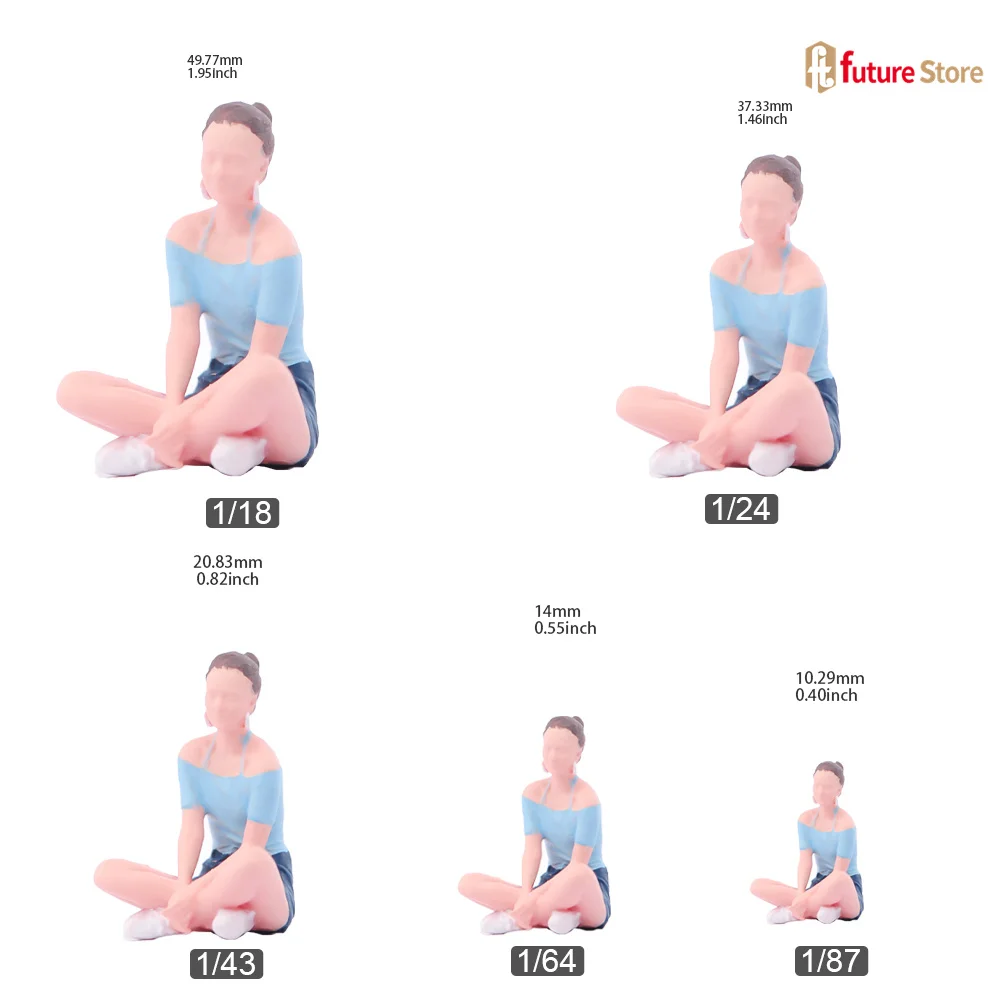 Figura em miniatura 1/87 1/64 1/43 1/24 1/18 uma família de três passeios sentar na grama diorama mini boneca cena adereços modelo decoração artesanato