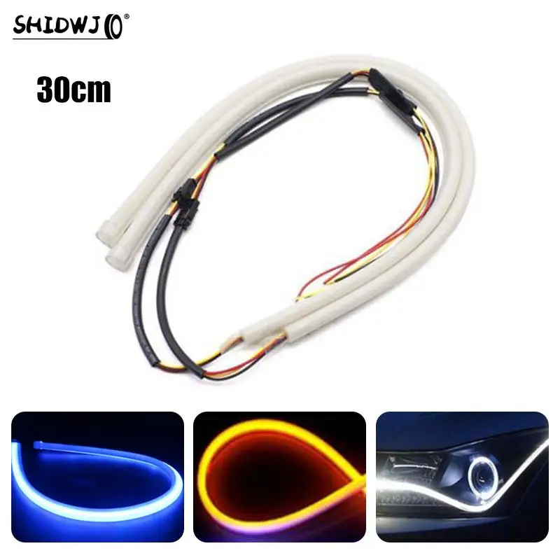 30CM Soft LED Strip Light DRL Flexible LED Tube Strip Daytime Running Lights Turn Signal Angel Eyes Car Styling Singnal Lamp