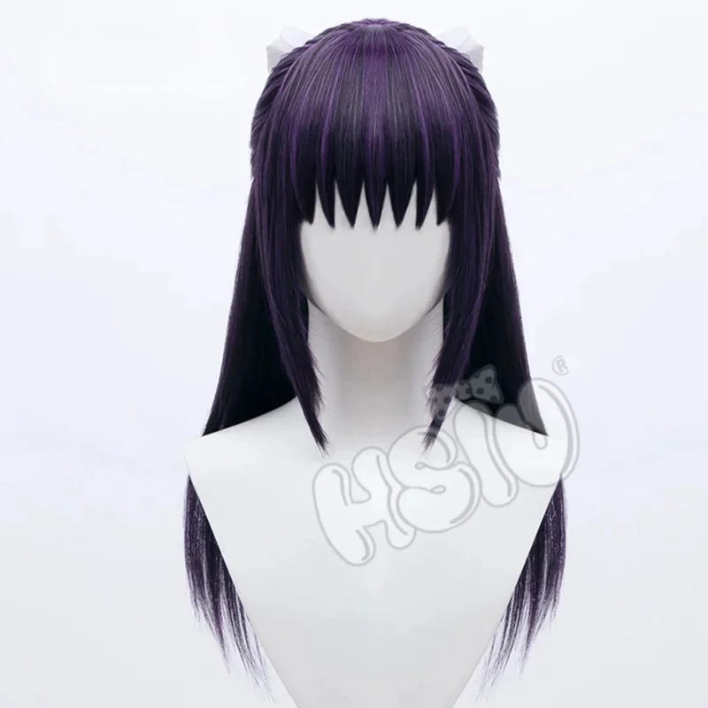 72th Anime Iori Utahime Wig Jujutsu Kaisen Cosplay HSIU Black and purple mixed long Free white bow hair acc