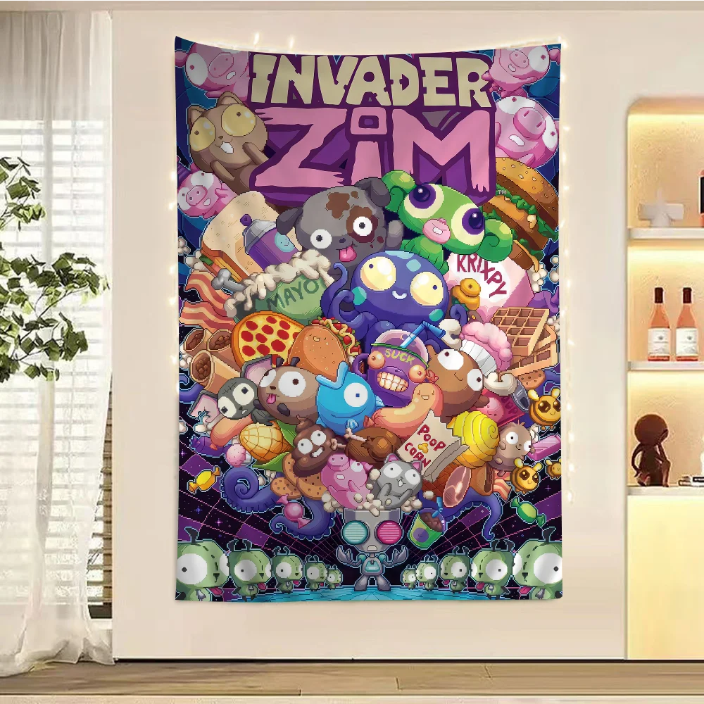 I-InvaderS Zim Cartoon Hanging Bohemian Tapestry Bohemian Wall Tapestries Mandala Cheap Hippie Wall Hanging