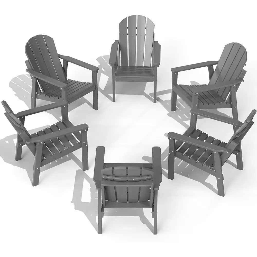 

Adirondack Chair Set o 6, All Weather HDPE ire Pit Chairs, Oversized Plastic Adirondack Chair or Outdoor, Balcony, Deck, Backyar