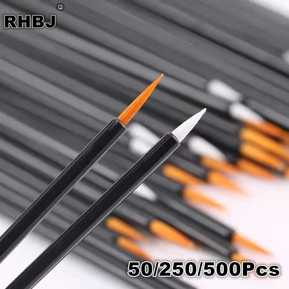 

50-500pcs Disposable Nail Art Brushes Set Professional Eyeliner Makeup Tools Manicure Painting Pen Brush Kit for Home Salon Use