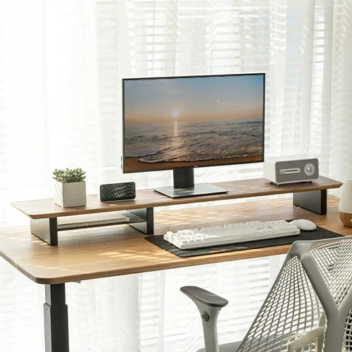 STB-150 Wooden Monitor Laptop Riser Stand Desk Organizer Display Shelf Stand for Office Home Management