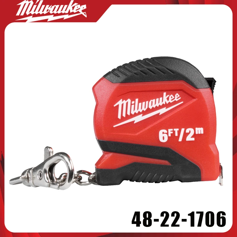 Milwaukee 48-22-1706 6FT/2M Compact Keychain Tape Measure Portable Heavy Duty Measuring Tool For DIY & Professionals