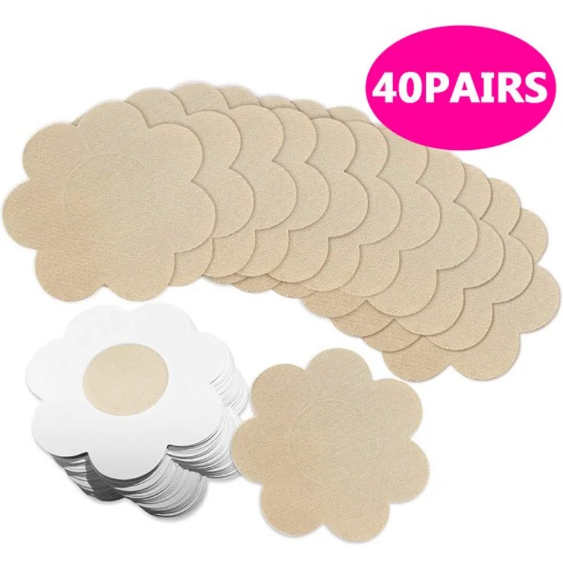 

20pcs Adhesive Nipple Covers Disposable Breast Petals Round Flower Sticker Bra Pad Pasties Lingerie for Women Nipple Cover