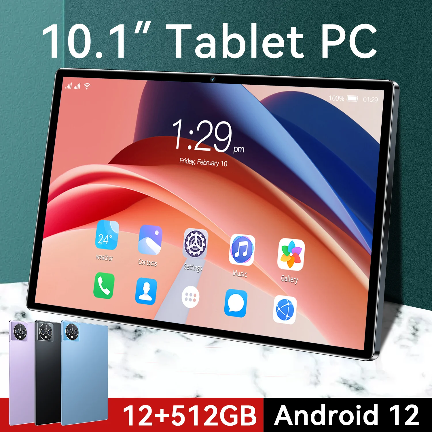 New X15 Tablet 10.1-inch 12GB RAM 512GB ROM 24MP+48MP Android12 Fast Processor MTK6797 Bluetooth 5.0 5G Dual SIM Popular Tablets