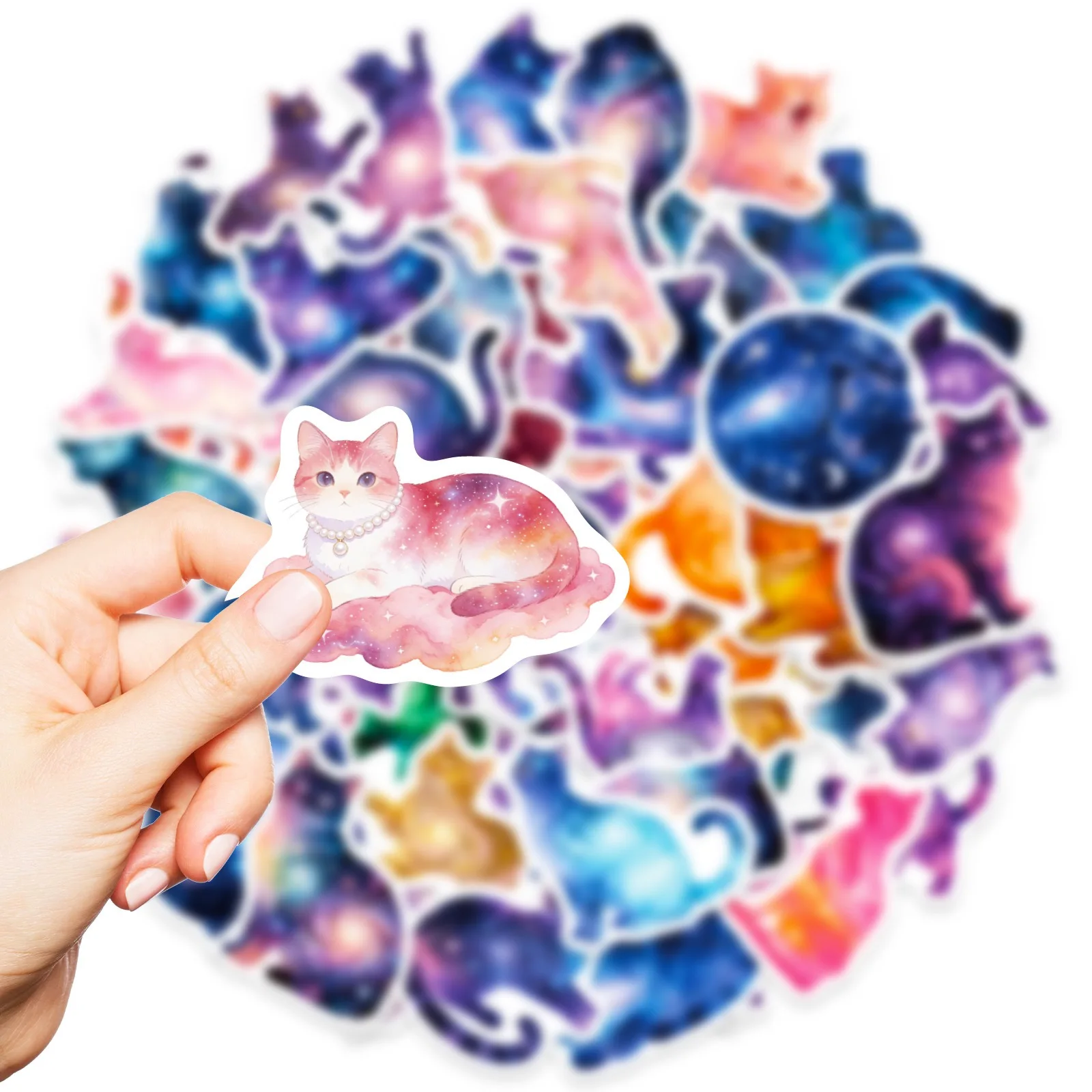 56pcs Cool Starry Sky Cats Stickers Cartoon Decals DIY Fridge Bike Phone Notebook Stationary Waterproof Cute Kids Sticker Toys