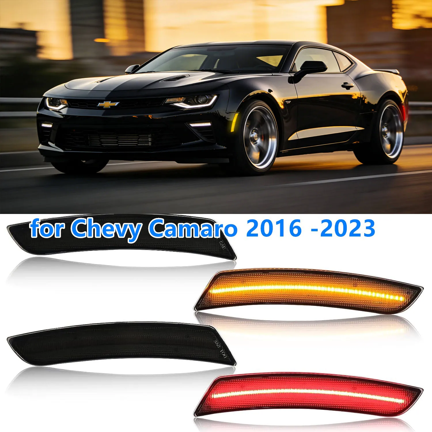 

Marker Lamps for Chevy Camaro 2016-2023 Side Fender Lights Bumper LED Side Marker Light OE:23169181 23169182 23126885 23126884